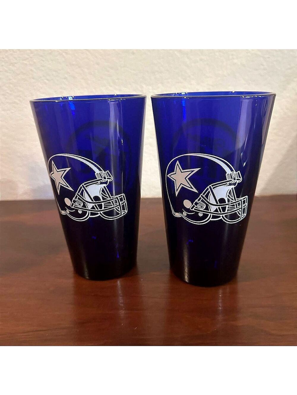 Dallas Cowboys NFL Miller Lite 16 oz Blue Pint Glasses Set of 2 Beer Barware